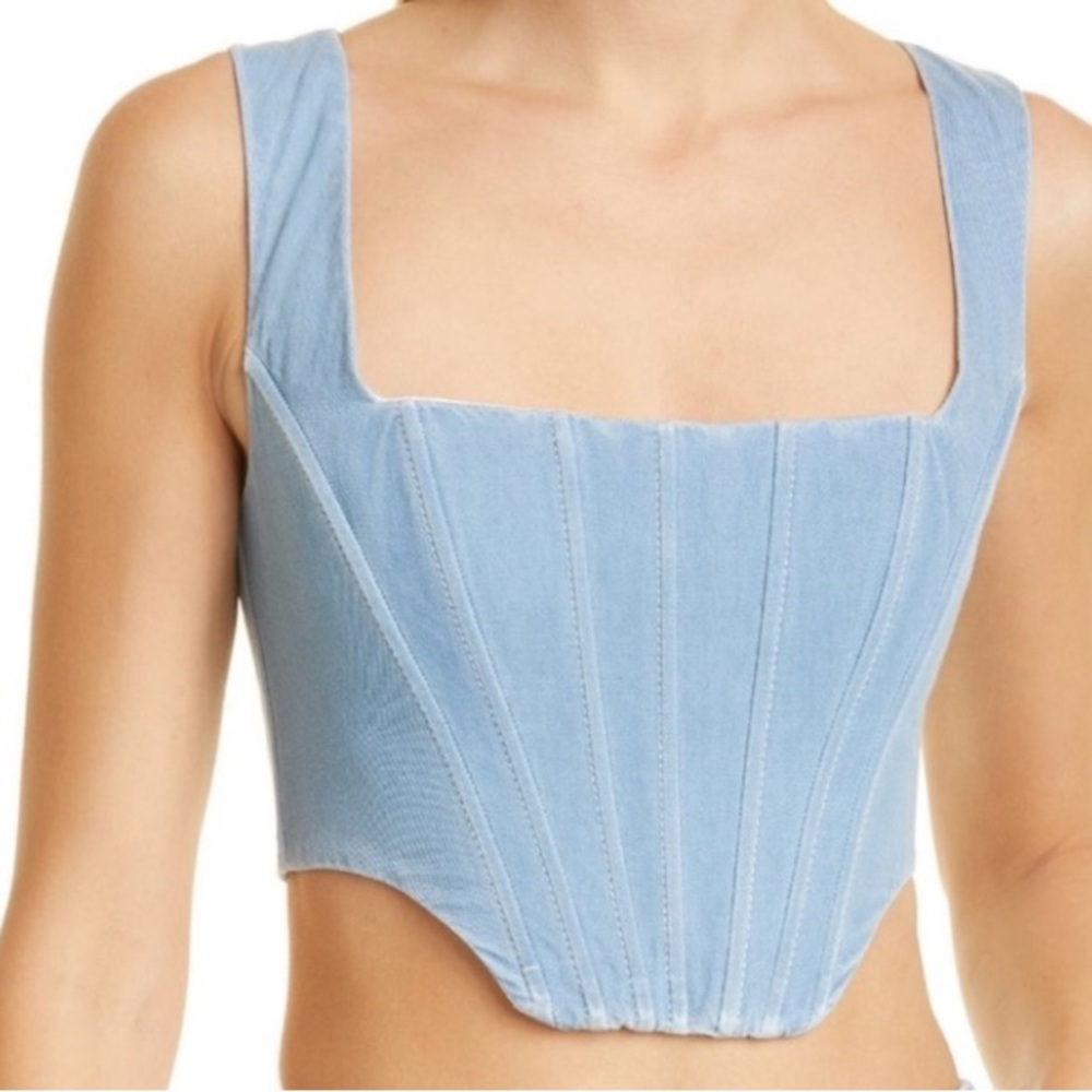 Light Blue Denim Corset Top
